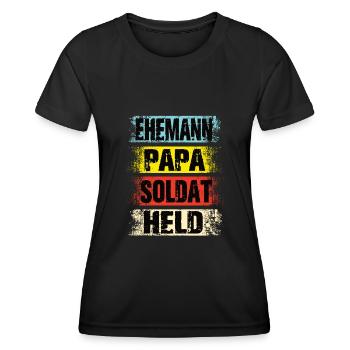 Ehemann Papa Soldat Held - Frauen Funktions-T-Shirt - Schwarz - Vorne - AI Model Female 172 light (172cm)