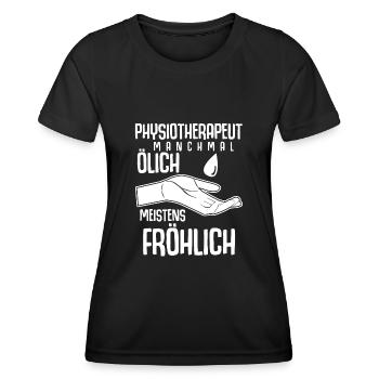 Physio Ölich Fröhlich Physiotherapeut - Frauen Funktions-T-Shirt - Schwarz - Vorne - AI Model Female 172 light (172cm)