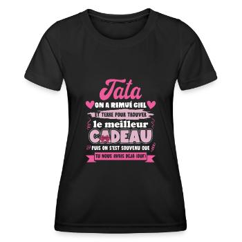 Meilleur cadeau tata citation coeur ruban - T-shirt sport Femme - noir - Devant - AI Model Female 172 light (172cm)