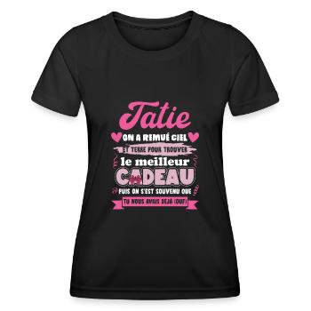 Meilleur cadeau tatie citation coeur ruban coeur - T-shirt sport Femme - noir - Devant - AI Model Female 172 light (172cm)