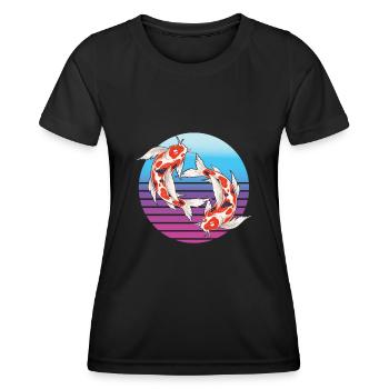 Koi Karpfen Koi Teich - Frauen Funktions-T-Shirt - Schwarz - Vorne - AI Model Female 172 light (172cm)