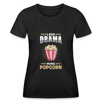 Popcorn Moins Drame plus Popcorn - T-shirt sport Femme - noir - Devant - AI Model Female 172 light (172cm)