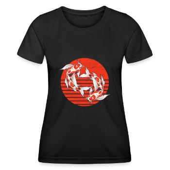 Koi Karpfen Koi Teich - Frauen Funktions-T-Shirt - Schwarz - Vorne - AI Model Female 172 light (172cm)