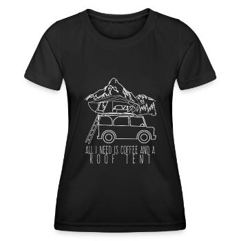 Dachzelt Kaffee und Camping 4x4 Offroad - Frauen Funktions-T-Shirt - Schwarz - Vorne - AI Model Female 172 light (172cm)