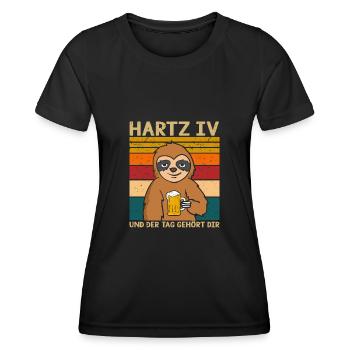 Faultier Hartz 4 und der Tag gehört dir Faultier - Frauen Funktions-T-Shirt - Schwarz - Vorne - AI Model Female 172 light (172cm)