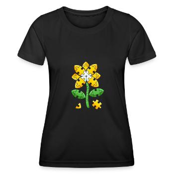 Be Child Sunflower Autisme Puzzle autistique - T-shirt sport Femme - noir - Devant - AI Model Female 172 light (172cm)