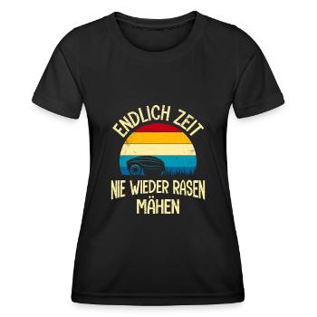 Nie mehr Rasen mähen Mähroboter Rasen mähen - Frauen Funktions-T-Shirt - Schwarz - Vorne - AI Model Female 172 light (172cm)