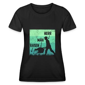 Rasen Mäh Herr Rasenmäher Rasen mähen Garten - Frauen Funktions-T-Shirt - Schwarz - Vorne - AI Model Female 172 light (172cm)