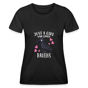 Rabe Krähen Liebhaber Just A Girl Who Loves Ravens - Frauen Funktions-T-Shirt - Schwarz - Vorne - AI Model Female 172 light (172cm)