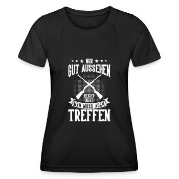 Schützenverein Gut Aussehen Sportschütze - Frauen Funktions-T-Shirt - Schwarz - Vorne - AI Model Female 172 light (172cm)
