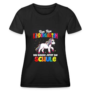 Einhorn Schulbeginn Schulanfänger Schulkind - Frauen Funktions-T-Shirt - Schwarz - Vorne - AI Model Female 172 light (172cm)