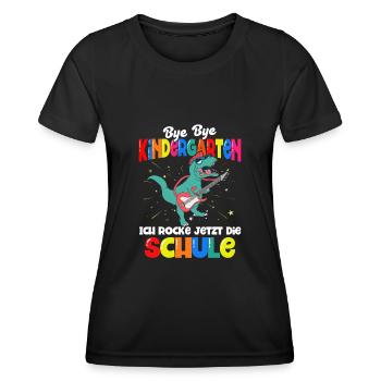 Dinosaurier Schulbeginn Schulanfänger Schulkind - Frauen Funktions-T-Shirt - Schwarz - Vorne - AI Model Female 172 light (172cm)