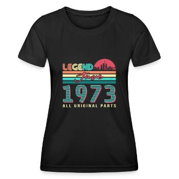 Cadeau 1973 Juin - T-shirt sport Femme - noir - Devant - AI Model Female 172 light (172cm)