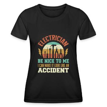 Électricien, Câbleur, Électricité - T-shirt sport Femme - noir - Devant - AI Model Female 172 light (172cm)
