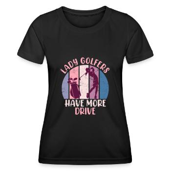 Golferin hat mehr Drive Golf - Frauen Funktions-T-Shirt - Schwarz - Vorne - AI Model Female 172 light (172cm)