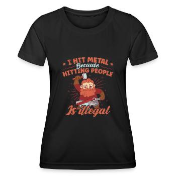 J’ai frappé Metal Drôle de forgeron Citation - T-shirt sport Femme - noir - Devant - AI Model Female 172 light (172cm)