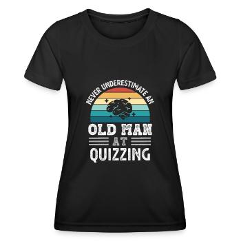 Old Man at Quizzing Fathers Day Drôle cadeau - T-shirt sport Femme - noir - Devant - AI Model Female 172 light (172cm)