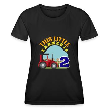 2ème anniversaire Je suis 2 animaux agriculteur de ferme - T-shirt sport Femme - noir - Devant - AI Model Female 172 light (172cm)