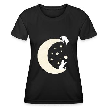 Chats de Lune - T-shirt sport Femme - noir - Devant - AI Model Female 172 light (172cm)