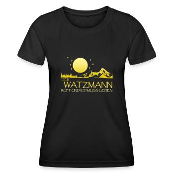 Der Watzmann ruft Watzmannmassiv - Frauen Funktions-T-Shirt - Schwarz - Vorne - AI Model Female 172 light (172cm)