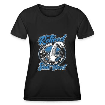 Plombier Ingénieur sanitaire Chauffagiste Mécanicien d’usine - T-shirt sport Femme - noir - Devant - AI Model Female 172 light (172cm)