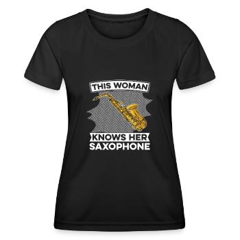 Sax Saxophone Saxophone Musician Jazz - Women's Functional T-Shirt - black - Front - AI Model Female 172 light (172cm)