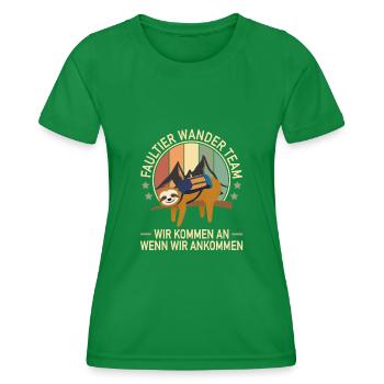 Faultier Wander Team Wandergruppe Berg Wanderung - Frauen Funktions-T-Shirt - Kelly Green - Vorne - AI Model Female 172 dark (172cm)