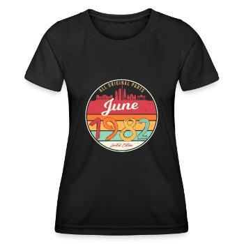 40e anniversaire 1982 Juin - T-shirt sport Femme - noir - Devant - AI Model Female 172 light (172cm)