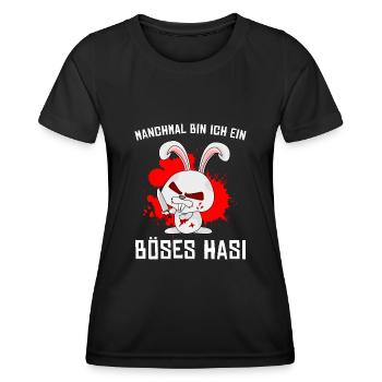 Böses Hasi mit bösem Hasen Psychopath - Frauen Funktions-T-Shirt - Schwarz - Vorne - AI Model Female 172 light (172cm)