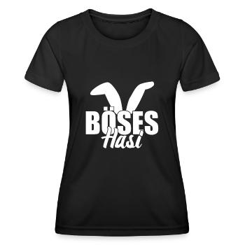 Böses Hasi Hasenohren mit bösem Hasen - Frauen Funktions-T-Shirt - Schwarz - Vorne - AI Model Female 172 light (172cm)