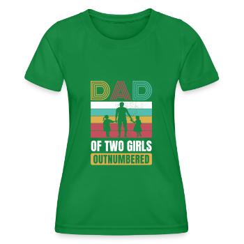 Le père rétro de deux filles a dépassé en nombre la fête des pères - T-shirt sport Femme - vert - Devant - AI Model Female 172 dark (172cm)