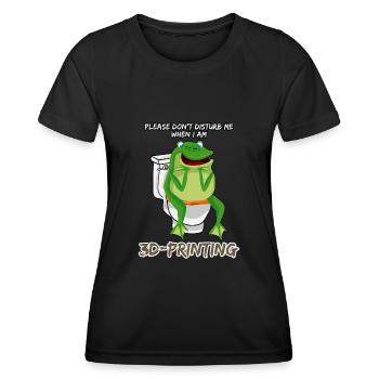 3D-Drucker Frosch beim Kacken 3D Drucker - Frauen Funktions-T-Shirt - Schwarz - Vorne - AI Model Female 172 light (172cm)