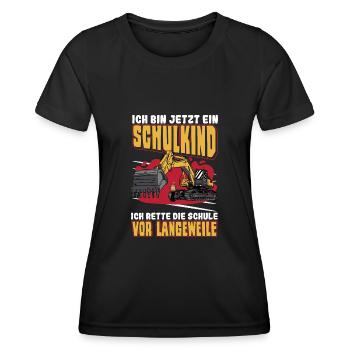 Bagger Schulbeginn Schulanfänger Schulkind - Frauen Funktions-T-Shirt - Schwarz - Vorne - AI Model Female 172 light (172cm)