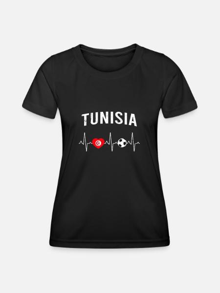 Tunesien Fußball Herzschlag - Frauen Funktions-T-Shirt - Schwarz