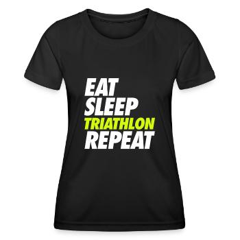 Eat Sleep Triathlon Repeat - Frauen Funktions-T-Shirt - Schwarz - Vorne - AI Model Female 172 light (172cm)