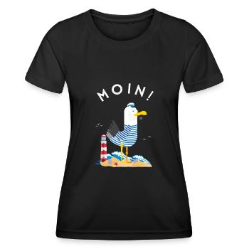 Moin Möwe Capitaine Allemagne du Nord Bas-Allemand - T-shirt sport Femme - noir - Devant - AI Model Female 172 light (172cm)