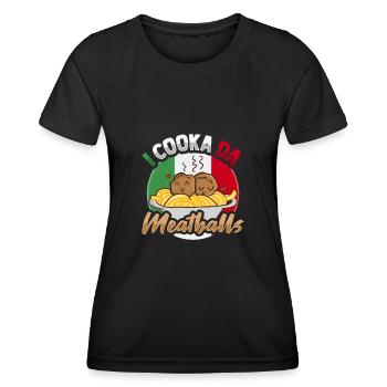 Italienische Frikadelle Italienische Küche - Frauen Funktions-T-Shirt - Schwarz - Vorne - AI Model Female 172 light (172cm)
