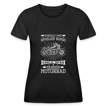 Motorradfahrer Opa - Frauen Funktions-T-Shirt - Schwarz - Vorne - AI Model Female 172 light (172cm)