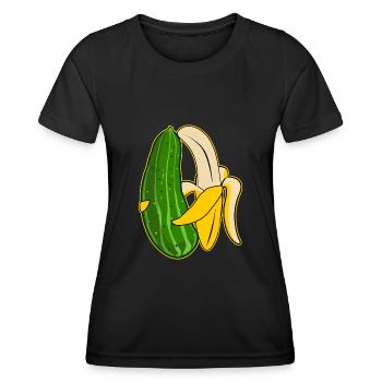 Banane und Gurke in Umarmung - Frauen Funktions-T-Shirt - Schwarz - Vorne - AI Model Female 172 light (172cm)