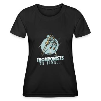 Posaune - Frauen Funktions-T-Shirt - Schwarz - Vorne - AI Model Female 172 light (172cm)