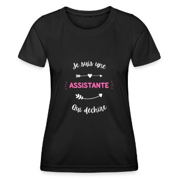 Je suis une assistante qui déchire - T-shirt sport Femme - noir - Devant - AI Model Female 172 light (172cm)