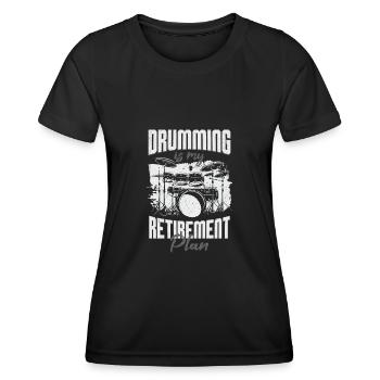 Funny Drums Musician Drummer Gift - Women's Functional T-Shirt - black - Front - AI Model Female 172 light (172cm)