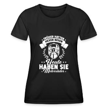 Cooles Biker Girl Motorrad Frauen Motorradfahrer - Frauen Funktions-T-Shirt - Schwarz - Vorne - AI Model Female 172 light (172cm)