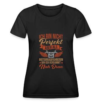 Cooles Biker Girl Motorrad Frauen Motorradfahrer - Frauen Funktions-T-Shirt - Schwarz - Vorne - AI Model Female 172 light (172cm)