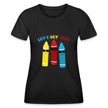 Wax crayons chalk pencil painting - Women's Functional T-Shirt - black - Front - AI Model Female 172 light (172cm)