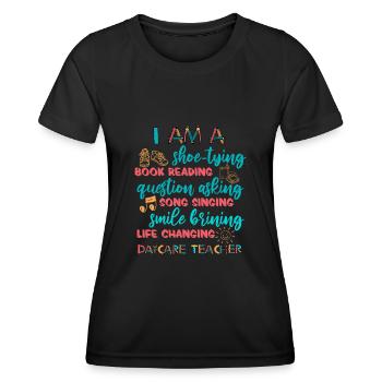 Enseignante de maternelle Assistante maternelle Éducatrice - T-shirt sport Femme - noir - Devant - AI Model Female 172 light (172cm)
