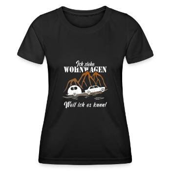 Ich ziehe Wohnwagen weil ich es kann - Camping - Frauen Funktions-T-Shirt - Schwarz - Vorne - AI Model Female 172 light (172cm)