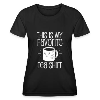 Favorite tea shirt, tea, tea drinker - Women's Functional T-Shirt - black - Front - AI Model Female 172 light (172cm)
