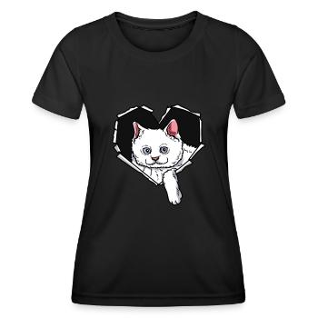 Cat CrackEd Hole Heart Cats - Women's Functional T-Shirt - black - Front - AI Model Female 172 light (172cm)