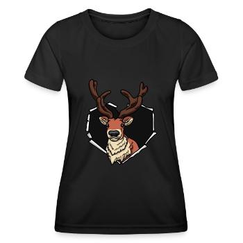 Reindeer Crack Torn Hole Heart Reindeer Face - T-shirt sport Femme - noir - Devant - AI Model Female 172 light (172cm)